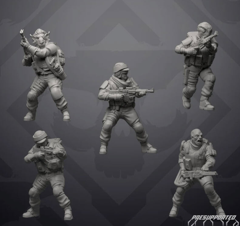 Insurgent Echo Squad - 5 Miniature All In Bundle - SW Legion Compatible (38 - 40mm tall) Resin 3D Print - Skullforge Studios - Gootzy Gaming