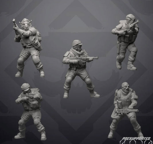 Insurgent Echo Squad - 5 Miniature All In Bundle - SW Legion Compatible (38 - 40mm tall) Resin 3D Print - Skullforge Studios - Gootzy Gaming