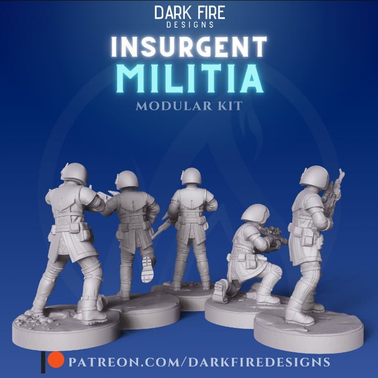 Insurgent Fleet Militia Squad - SW Legion Compatible (38 - 40mm tall) Multi - Piece High Quality 8k Resin 3D Print - Dark Fire Designs - Gootzy Gaming