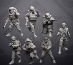 Insurgent Paratrooper Squad - Heavy Gear - 7 Miniature All In Bundle - SW Legion Compatible (38 - 40mm tall) Resin 3D Print - Skullforge Studios - Gootzy Gaming