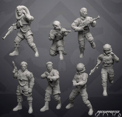 Insurgent Paratrooper Squad - Light Gear - 7 Miniature All In Bundle - SW Legion Compatible (38 - 40mm tall) Resin 3D Print - Skullforge Studios - Gootzy Gaming
