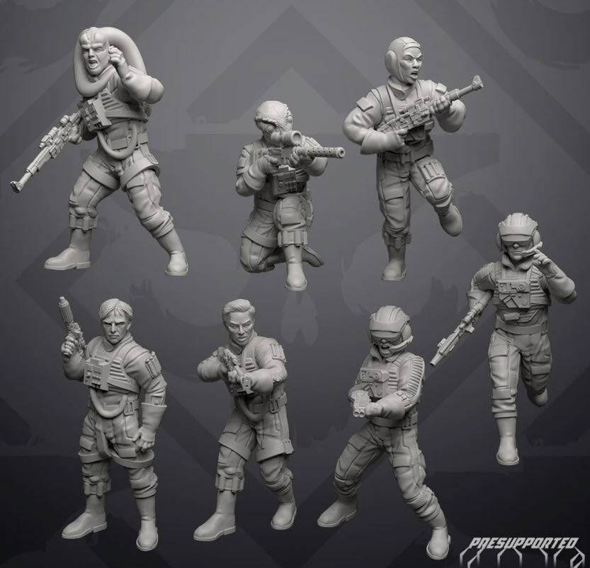 Insurgent Paratrooper Squad - Light Gear - 7 Miniature All In Bundle- SW Legion Compatible (38-40mm tall) Resin 3D Print - Skullforge Studios - Gootzy Gaming