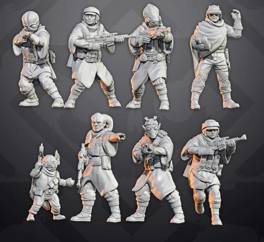 Insurgent Pathfinder Rebel Trooper Squad - 8 mini bundle - SW Legion Compatible (38-40mm tall) Resin 3D Print - Skullforge Studios - Gootzy Gaming
