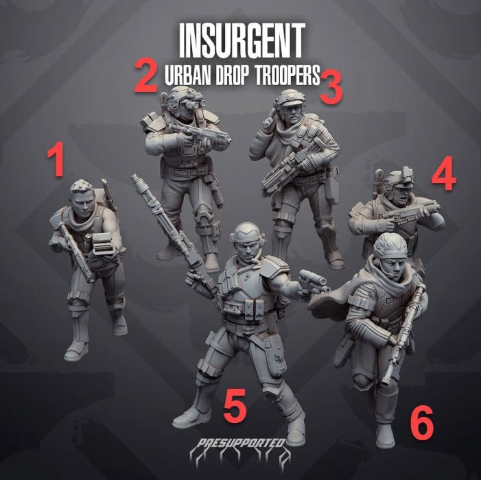 Insurgent Urban Drop Troopers - SW Legion Compatible Miniature (38 - 40mm tall) High Quality 8k Resin 3D Print - Skullforge Studios - Gootzy Gaming