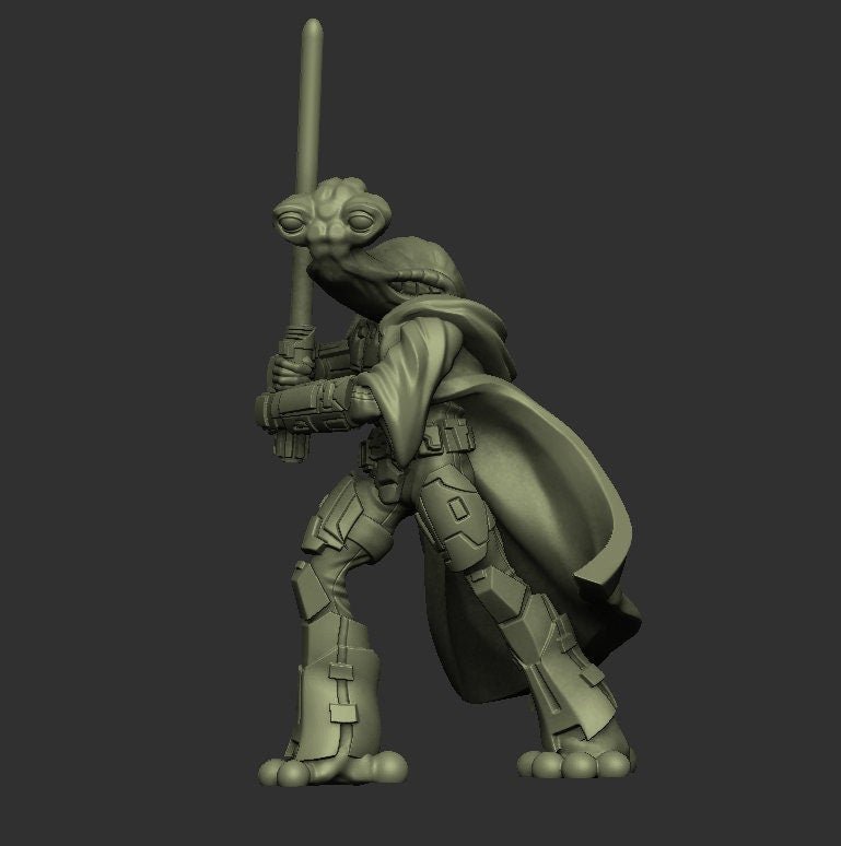 Ithorian Wizard Knight Miniature - SW Legion Compatible (38 - 40mm tall) Resin 3D Print - Dark Fire Designs - Gootzy Gaming