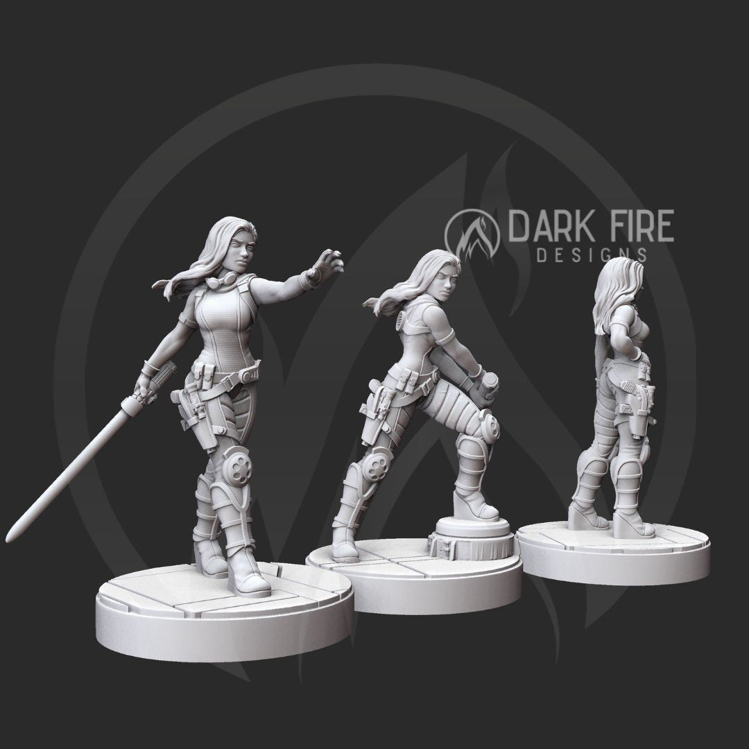 Jade Sky, Legendary Female Wizard Miniature - SW Legion Compatible (38 - 40mm tall) Resin 3D Print - Dark Fire Designs - Gootzy Gaming