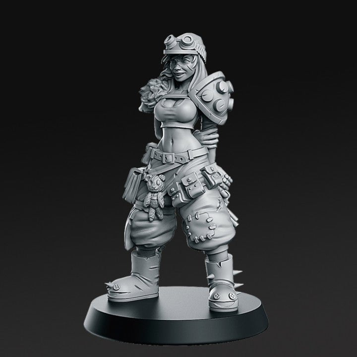Junker Girl - Single Roleplaying Miniature for D&D or Pathfinder - 32mm Scale Resin 3D Print - RN EStudios - Gootzy Gaming