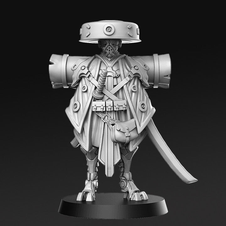 Kanbei, Heavy Cyborg Samurai Master - Single Roleplaying Miniature for D&D or Pathfinder - 32mm Scale Resin 3D Print - RN EStudios - Gootzy Gaming