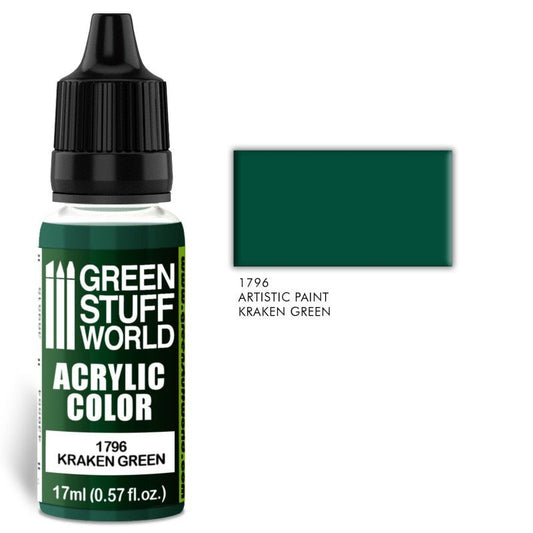 Kraken Green - Matte Acrylic Paint - Green Stuff World - 17 mL Dropper Bottle - Gootzy Gaming