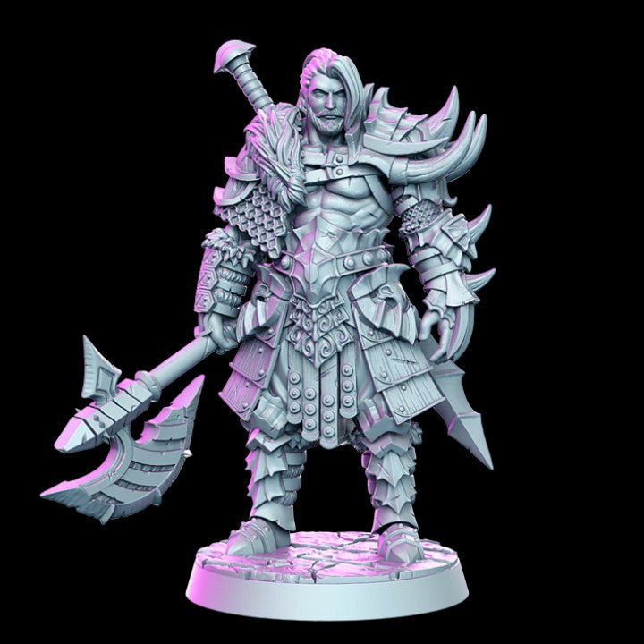 Kronn, Male Barbarian - Single Roleplaying Miniature for D&D or Pathfinder - 32mm Scale Resin 3D Print - RN EStudios - Gootzy Gaming