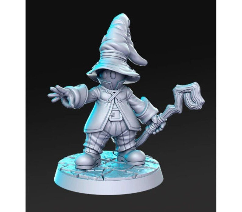 Little Black Mage - Single Roleplaying Miniature for D&D or Pathfinder - 32mm Scale Resin 3D Print - RN EStudios - Gootzy Gaming