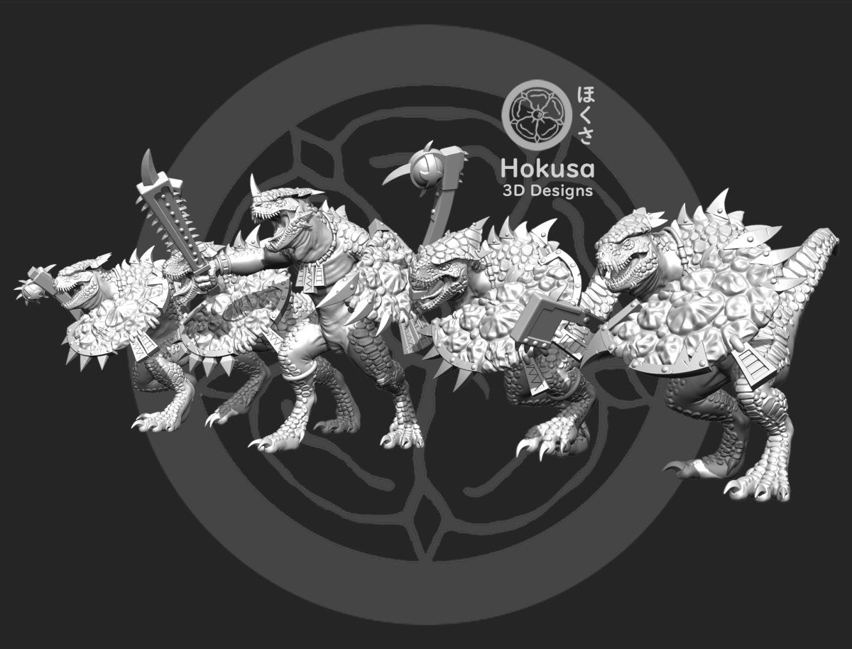Lizard Alien Warriors Squad - 5 Mini Bundle - SW Legion Compatible (38-40mm tall) Resin Multi-Piece 3D Print - Hokusa Designs - Gootzy Gaming