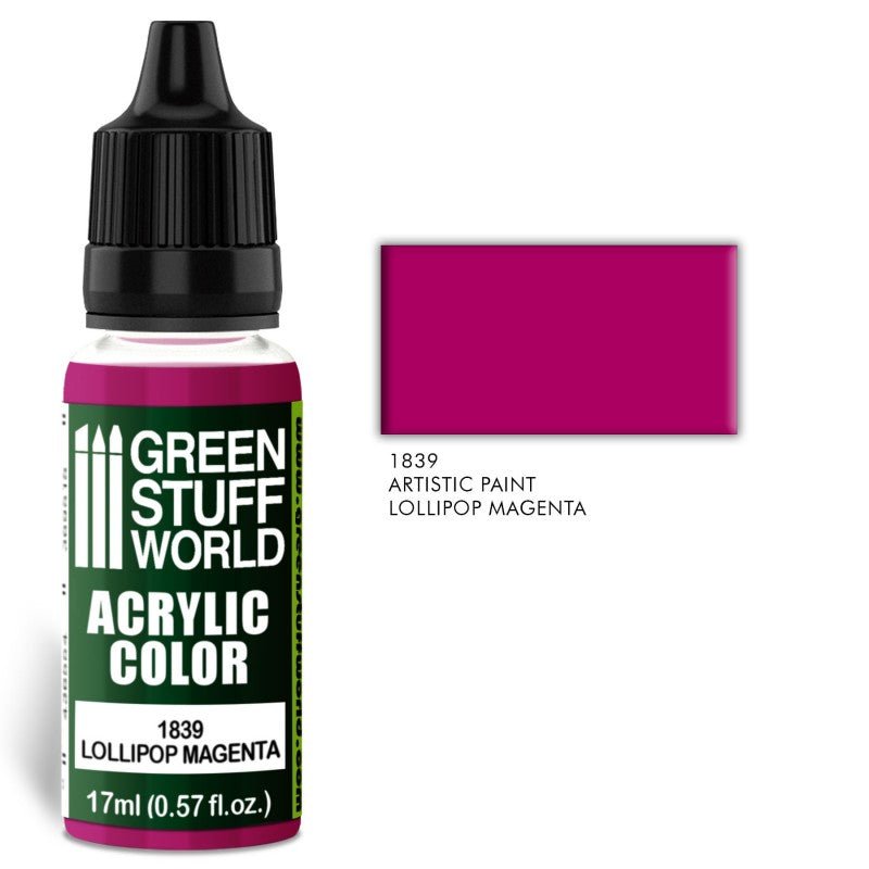 Lollipop Magenta - Matte Acrylic Paint - Green Stuff World - 17 mL Dropper Bottle - Gootzy Gaming
