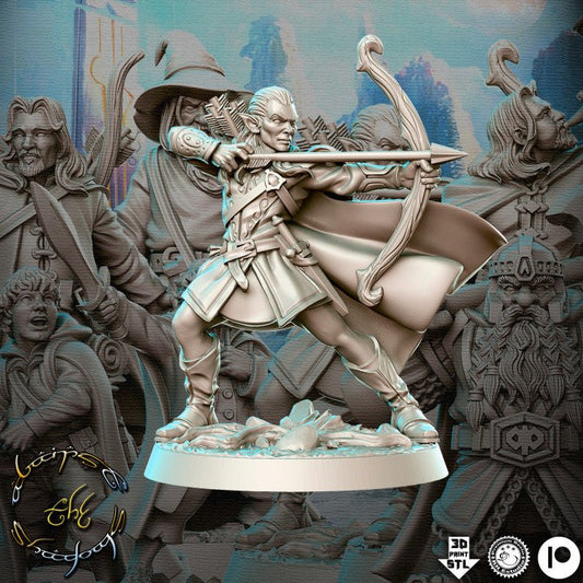 Male Elf Prince Archer - Single Roleplaying Miniature for D&D or Pathfinder - 32mm Scale Resin 3D Print - RN EStudios - Gootzy Gaming