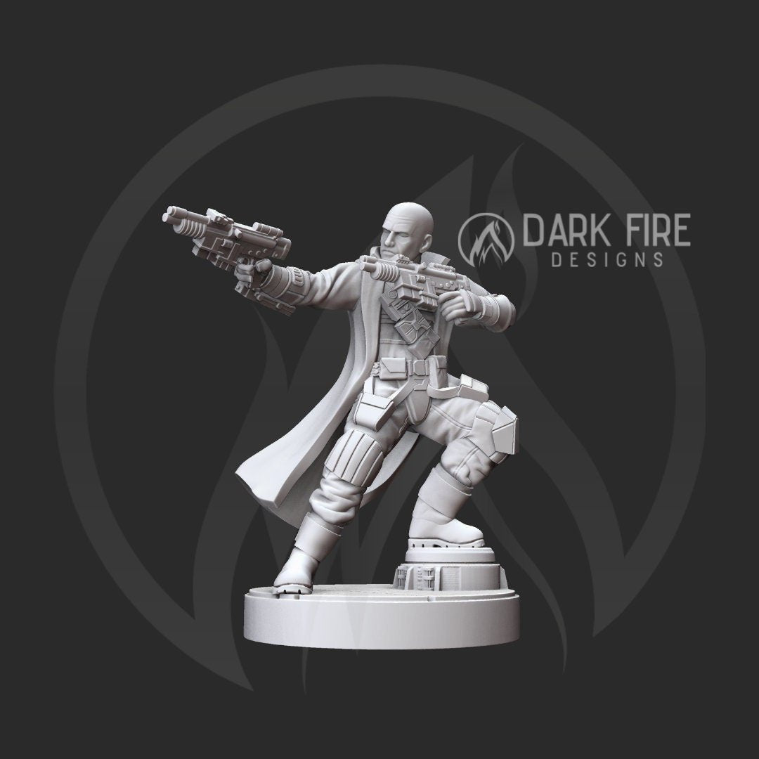 Male Hotshot Scoundrel Miniature - SW Legion Compatible (38-40mm tall) Multi-Piece Resin 3D Print - Dark Fire Designs - Gootzy Gaming