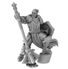 Male Human Paladin with Great Mace and Shield - Roleplaying Mini for D&D or Pathfinder - 32mm Scale High Quality 8k Resin 3D Print - Lion Tower Miniatures - Gootzy Gaming