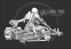 Mando Baby Escort Speeder Vehicle Miniature - SW Legion Compatible (38 - 40mm tall) Multi - Piece Resin 3D Print - Dark Fire Designs - Gootzy Gaming