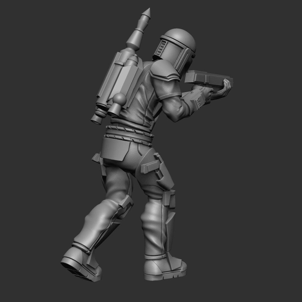 Mando Crusader Carbine 1 Miniature - SW Legion Compatible (38 - 40mm tall) Multi - Piece Resin 3D Print - Dark Fire Designs - Gootzy Gaming
