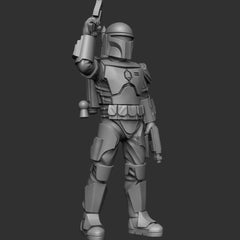 Mando Crusader Leader Miniature - SW Legion Compatible (38-40mm tall) Multi-Piece Resin 3D Print - Dark Fire Designs - Gootzy Gaming