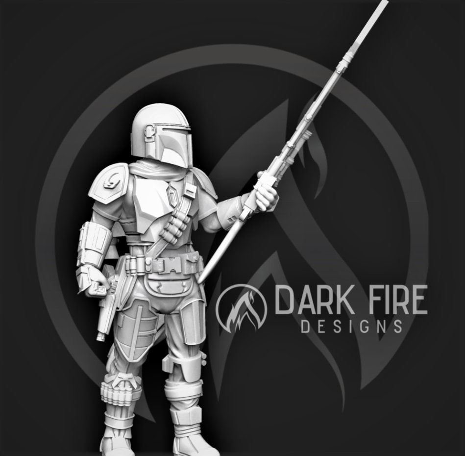 Mando Crusader of the Way Miniature - SW Legion Compatible (38 - 40mm tall) Multi - Piece Resin 3D Print - Dark Fire Designs - Gootzy Gaming