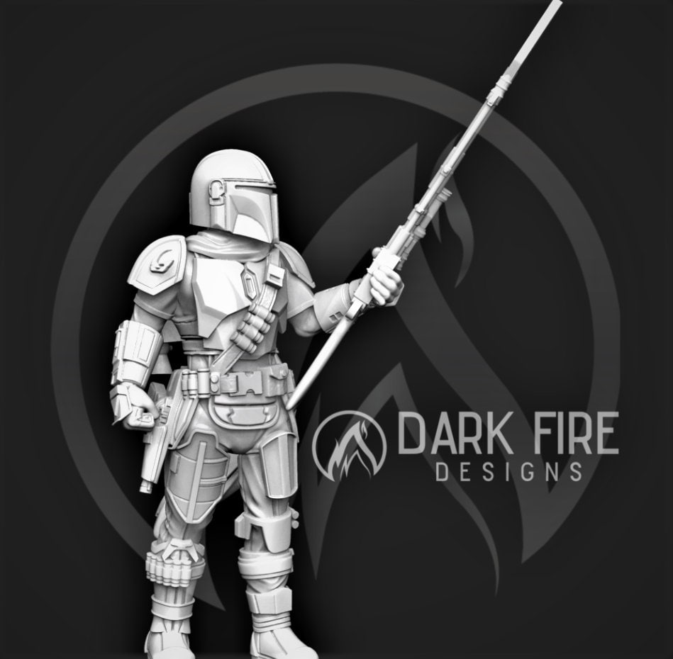 Mando Crusader of the Way Miniature - SW Legion Compatible (38-40mm tall) Multi-Piece Resin 3D Print - Dark Fire Designs - Gootzy Gaming