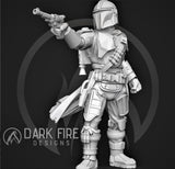 Mando Crusader of the Way Miniature - SW Legion Compatible (38-40mm tall) Multi-Piece Resin 3D Print - Dark Fire Designs - Gootzy Gaming