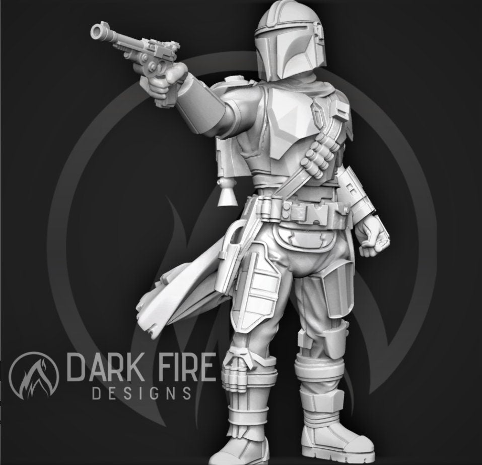Mando Crusader of the Way Miniature - SW Legion Compatible (38 - 40mm tall) Multi - Piece Resin 3D Print - Dark Fire Designs - Gootzy Gaming