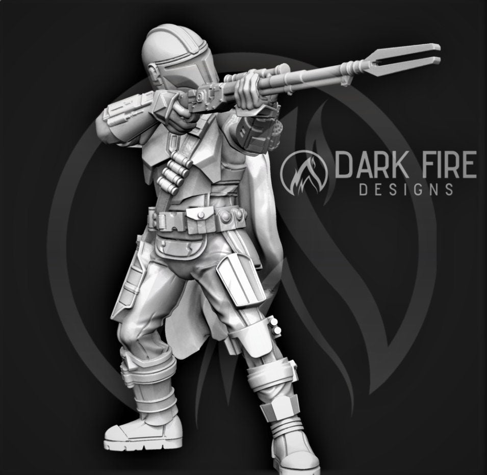Mando Crusader of the Way Miniature - SW Legion Compatible (38 - 40mm tall) Multi - Piece Resin 3D Print - Dark Fire Designs - Gootzy Gaming