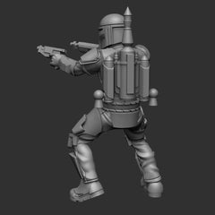 Mando Crusader Pistol Pose 1 Miniature - SW Legion Compatible (38-40mm tall) Multi-Piece Resin 3D Print - Dark Fire Designs - Gootzy Gaming