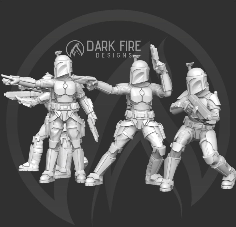Mando Owl Crusader Squad - 5 Mini Bundle - SW Legion Compatible (38-40mm tall) Multi-Piece Resin 3D Print - Dark Fire Designs - Gootzy Gaming