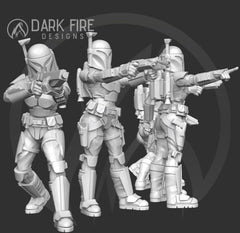 Mando Owl Crusader Squad - 5 Mini Bundle - SW Legion Compatible (38 - 40mm tall) Multi - Piece Resin 3D Print - Dark Fire Designs - Gootzy Gaming