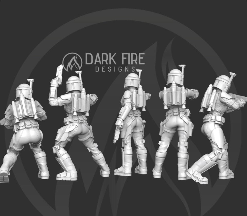 Mando Owl Crusader Squad - 5 Mini Bundle - SW Legion Compatible (38 - 40mm tall) Multi - Piece Resin 3D Print - Dark Fire Designs - Gootzy Gaming