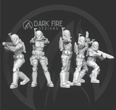 Mando Owl Crusader Squad - 5 Mini Bundle - SW Legion Compatible (38 - 40mm tall) Multi - Piece Resin 3D Print - Dark Fire Designs - Gootzy Gaming
