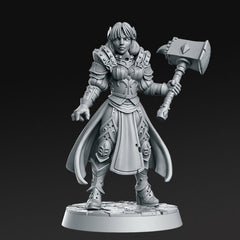 MaryKa, Female Paladin / Cleric - Single Roleplaying Miniature for D&D or Pathfinder - 32mm Scale Resin 3D Print - RN EStudios - Gootzy Gaming