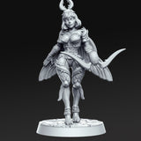 Mina, Busty Female Hunter - Single Roleplaying Miniature for D&D or Pathfinder - 32mm Scale Resin 3D Print - RN EStudios - Gootzy Gaming