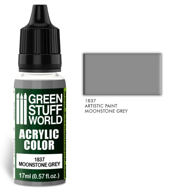 Moonstone Grey - Matte Acrylic Paint - Green Stuff World - 17 mL Dropper Bottle - Gootzy Gaming
