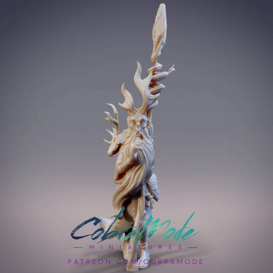 Mosbir, Celestial Male Humanoid Druid - Single Roleplaying Miniature for D&D or Pathfinder - 32mm Scale Resin 3D Print - Cobramode - Gootzy Gaming