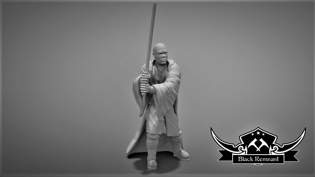 Mystical Bald General Warrior Miniature - SW Legion Compatible (38-40mm tall) Resin 3D Print - Black Remnant - Gootzy Gaming
