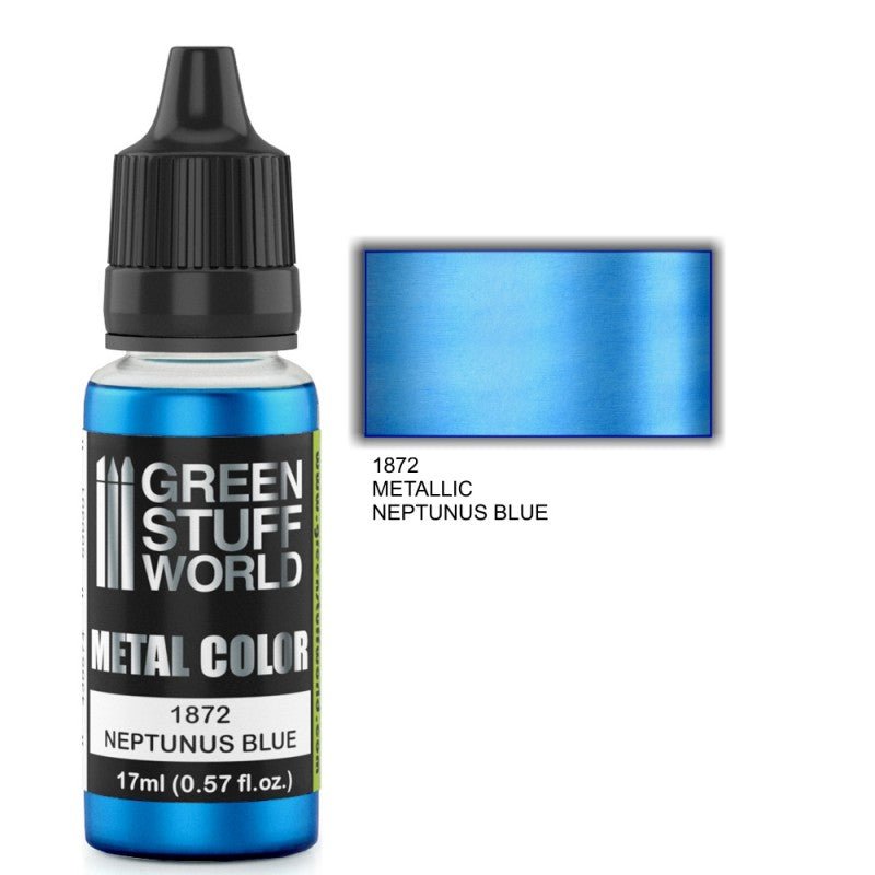 Neptunus Blue - Blue Metallic Paint - Green Stuff World - 17 mL Dropper Bottle - Gootzy Gaming