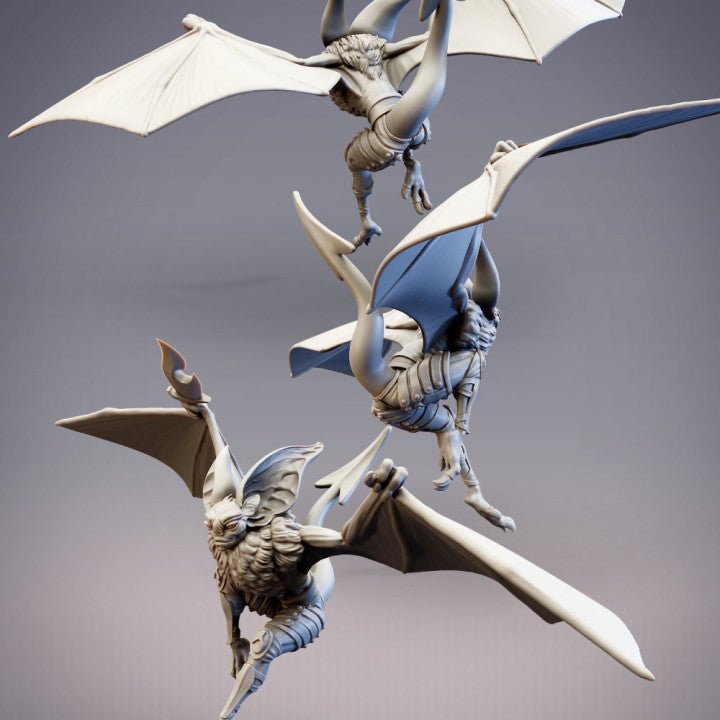 Nycterix, Winged Bat Assassin - Single Roleplaying Miniature for D&D or Pathfinder - 32mm Scale Resin 3D Print - Cobramode - Gootzy Gaming