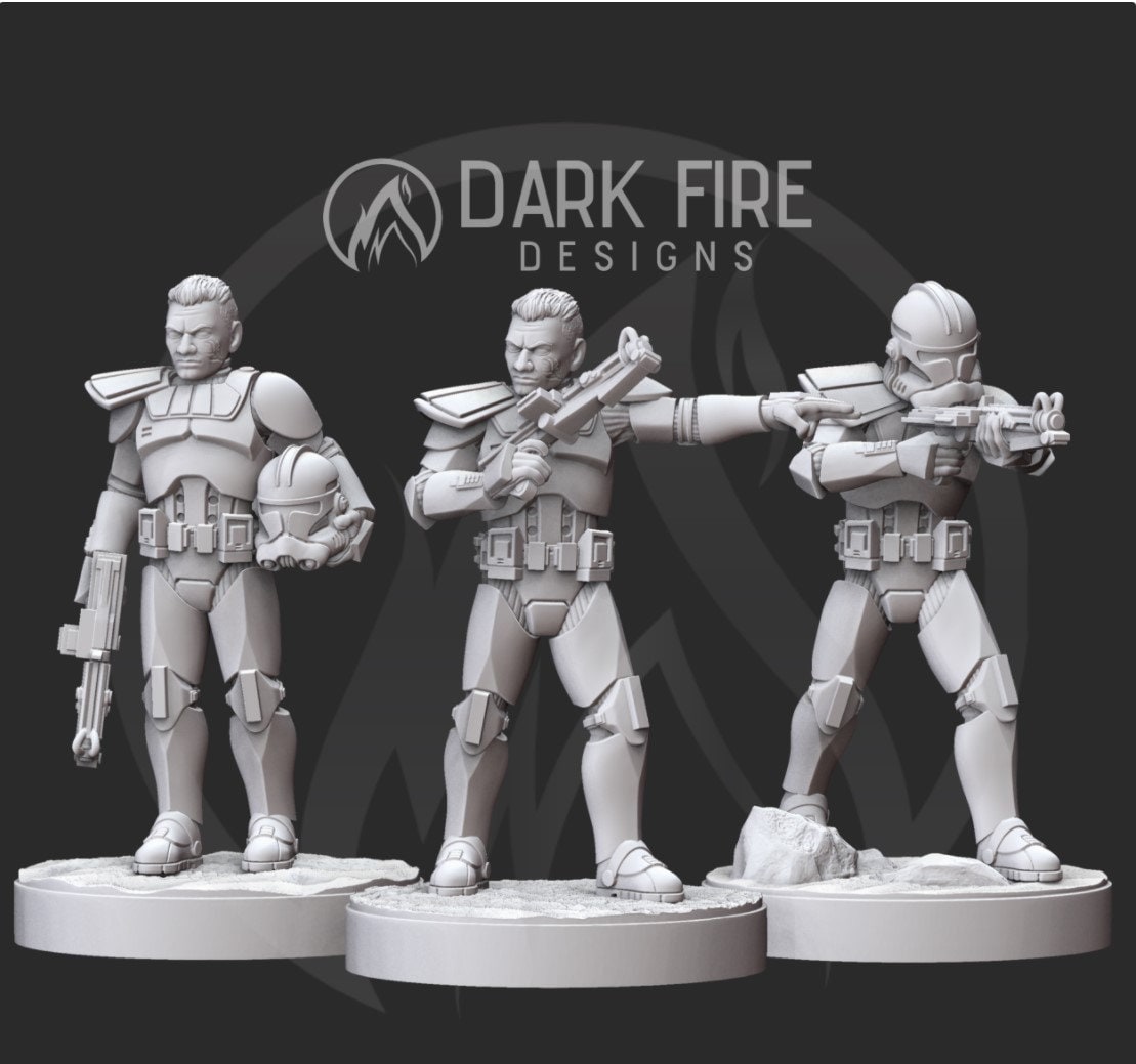 Occupying Captain (Clean Armor) Miniature SW Legion Compatible (38-40mm tall) Multi-Piece Resin 3D Print - Dark Fire Designs - Gootzy Gaming
