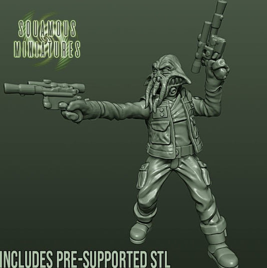 Octo, Roguish Space Guerrilla Pirate - SW Legion Compatible Miniature (38-40mm tall) High Quality 8k Resin 3D Print - Squamous Miniatures