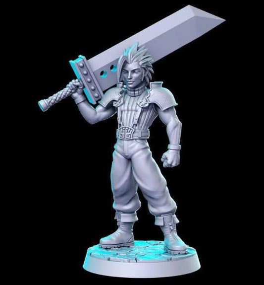 OG Buster Swordsman - Single Roleplaying Miniature for D&D or Pathfinder - 32mm Scale Resin 3D Print - RN EStudios - Gootzy Gaming
