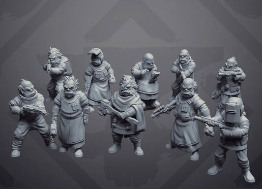 Oinker Cloud City Mechanics - 10 Miniature All In Bundle - SW Legion Compatible (38 - 40mm tall) Resin 3D Print - Skullforge Studios - Gootzy Gaming