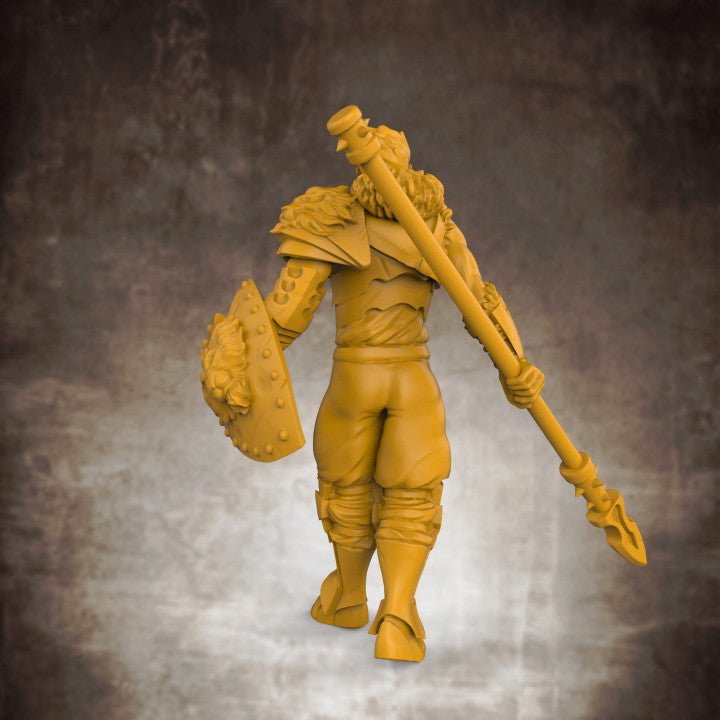 Older Human Fighter With Spear and Shield - Roleplaying Mini for D&D or Pathfinder - 32mm Scale High Quality 8k Resin 3D Print - Lion Tower Miniatures - Gootzy Gaming