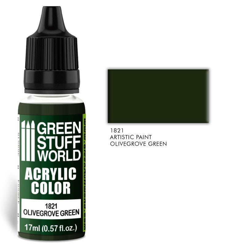 Olivegrove Green - Matte Acrylic Paint - Green Stuff World - 17 mL Dropper Bottle - Gootzy Gaming