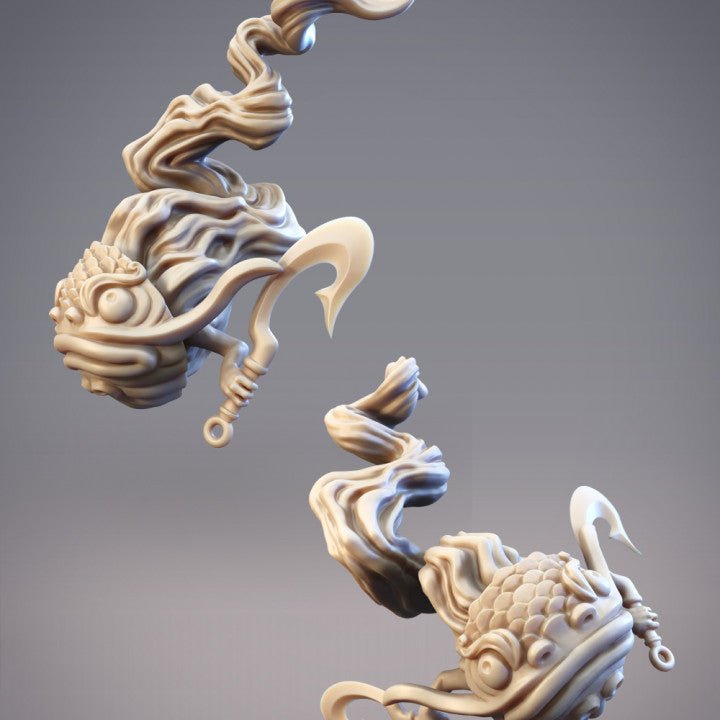 Onibi with Koi Mask, Will-O-Wisp Spirit- Single Roleplaying Miniature for D&D or Pathfinder - 32mm Scale Resin 3D Print - Cobramode - Gootzy Gaming