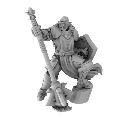 Orc Paladin with Great Mace and Shield - Roleplaying Mini for D&D or Pathfinder - 32mm Scale High Quality 8k Resin 3D Print - Lion Tower Miniatures - Gootzy Gaming