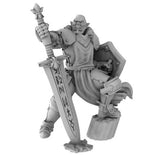 Orc Paladin with Magic Greatsword and Shield - Roleplaying Mini for D&D or Pathfinder - 32mm Scale High Quality 8k Resin 3D Print - Lion Tower Miniatures - Gootzy Gaming
