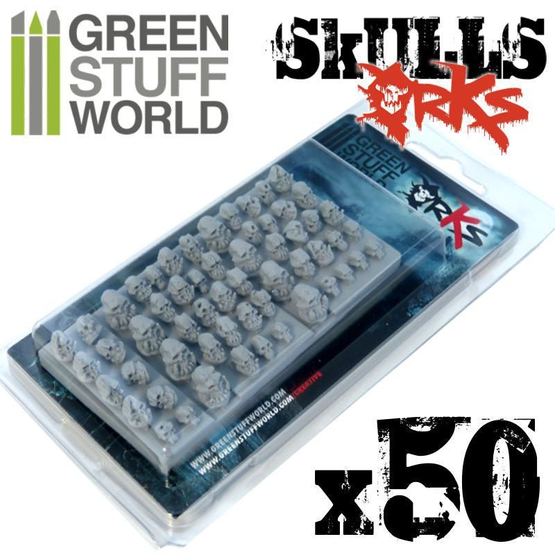 Ork Skulls - Unpainted Cast Resin Decoration Kit - Green Stuff World - Gootzy Gaming